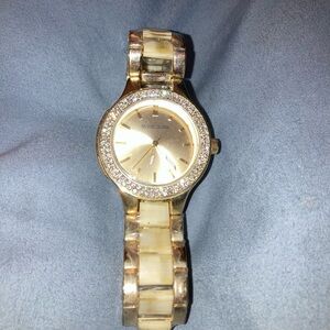 Rousseau Gold-tone Women's Crystal Accent Bracelet Watch